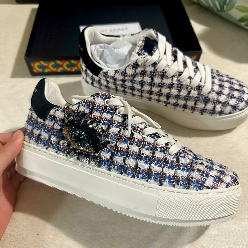 Kurt Geiger London embellished eye platform sneakers size 8.5